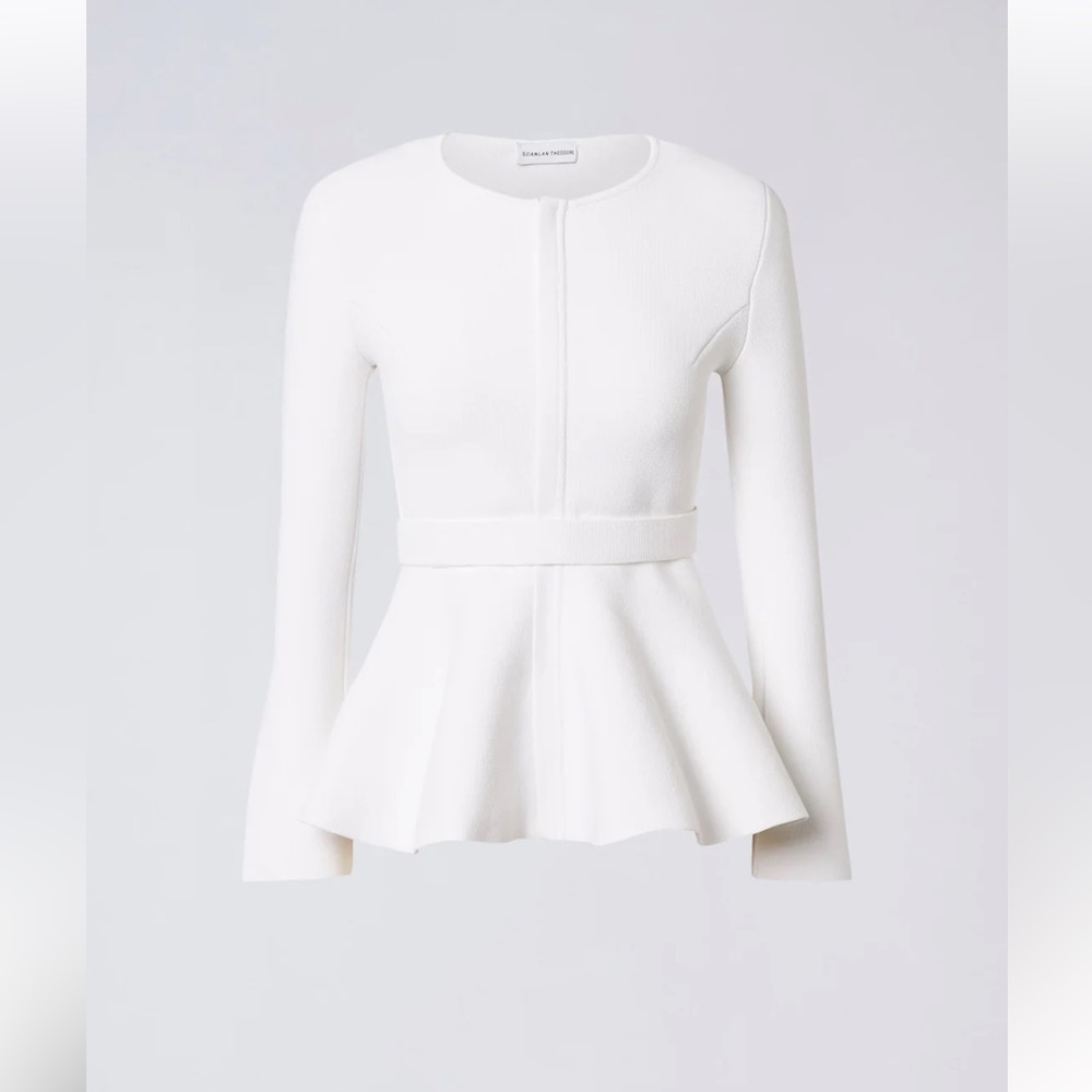 NWOT Scanlan Theodore Crepe Knit Ruffle Jacket, size small
